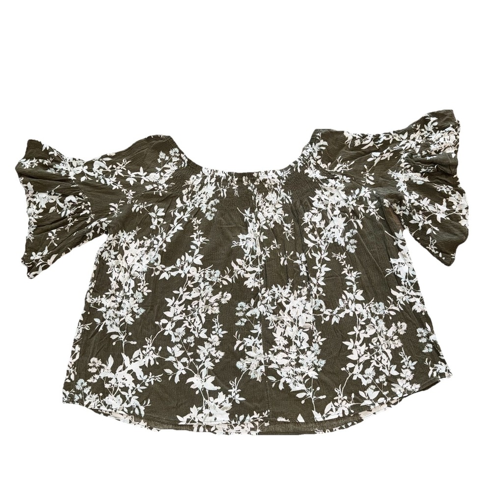Ana Women's Sz XXL Fall Blouse Bell Sleeve Off Shoulder Stretch Peasant Boho Top - Picture 3 of 16